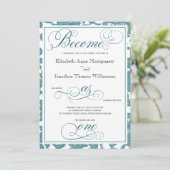 ティール(緑がかった色)レースがクリスチャンの一つとな結婚る 招待状 (スタンド正面)