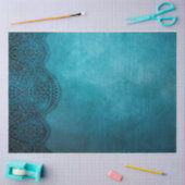 ティール（緑がかった色）レースデザイン切り離し背景 薄葉紙 (クラフト)