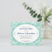 ティール(緑がかった色)レースヴィンテージリハーサルディナー 招待状 (スタンド正面)