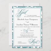 ティール(緑がかった色)レース宗教結婚式招待状 招待状 (正面)