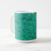ティール（緑がかった色）レース コーヒーマグカップ (正面左)