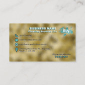 ティール（緑がかった色）ロゴクリーニングサービスエレガントプロフェッショナル 名刺 (裏面)