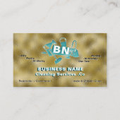 ティール（緑がかった色）ロゴクリーニングサービスエレガントプロフェッショナル 名刺 (正面)