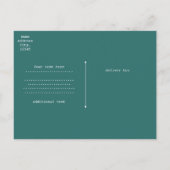 ティール（緑がかった色）ロックンロールスターバースデーパーティーイベント インビテーションポストカード (裏面)