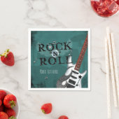 ティール（緑がかった色）ロックンロールスターバースデーパーティーイベント スタンダードカクテルナプキン (インサイチュ)