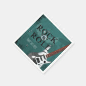 ティール（緑がかった色）ロックンロールスターバースデーパーティーイベント スタンダードカクテルナプキン (角)