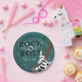 ティール（緑がかった色）ロックンロールスターバースデーパーティーイベント ペーパープレート (パーティー)