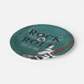 ティール（緑がかった色）ロックンロールスターバースデーパーティーイベント ペーパープレート (アングル)