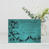 ティール（緑がかった色）ロベバーズリハーサルディナー招待状 招待状 (スタンド正面)