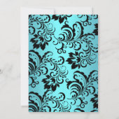 ティール（緑がかった色）ロマンチックハート婚約パーティ招待状 招待状 (裏面)