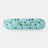 ティール（緑がかった色）ロータスフラワーウォーター仏教会 スケートボード (横)