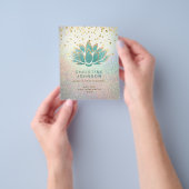 ティール(緑がかった色)ロータスフラワー美しいプロフェッショナル チラシ (手)