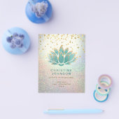 ティール(緑がかった色)ロータスフラワー美しいプロフェッショナル チラシ (シングル)