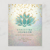 ティール（緑がかった色）ロータスフラワー美しいプロフェッショナル チラシ (正面)