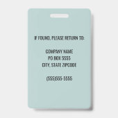 ティール（緑がかった色）ロ企業のゴ従業員フォトバッジ バッジ (裏面)