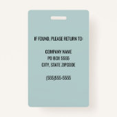 ティール（緑がかった色）ロ企業のゴ従業員フォトバッジ バッジ (裏面)