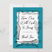 ティール(緑がかった色)ワイルドサファリアニマルフレーム サンキューカード (正面)