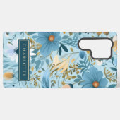 ティール(緑がかった色)ワイルドフラワーガーデン SAMSUNG GALAXYケース (裏面横)