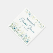 ティール（緑がかった色）ワイルドフラワーズフローラブライダルシャワー スタンダードカクテルナプキン (角)