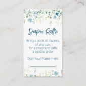 ティール(緑がかった色)ワイルドフラワーボーイ赤ちゃんシャワーおむつラッフル エンクロージャーカード (正面)