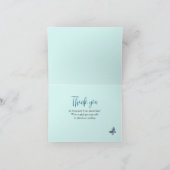 ティール(緑がかった色)ワイルドフラワー縁どバラバードボホ結婚の サンキューカード (内部)