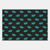 ティール（緑がかった色）ヴァンパイア唇と歯オンブラック ラッピングペーパーシート (正面)