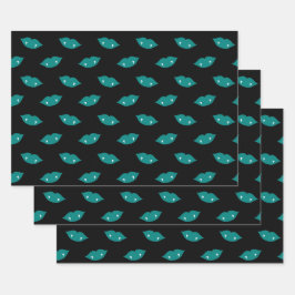 ティール（緑がかった色）ヴァンパイア唇と歯オンブラック ラッピングペーパーシート