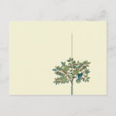 ティール（緑がかった色）ヴィンテージの鳥を移動 案内ポストカード (裏面)