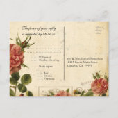 ティール（緑がかった色）ヴィンテージエッフェルタワーバラ日付カードを保存 インビテーションポストカード (裏面)