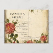 ティール（緑がかった色）ヴィンテージエッフェルタワーバラ日付カードを保存 案内ポストカード (裏面)