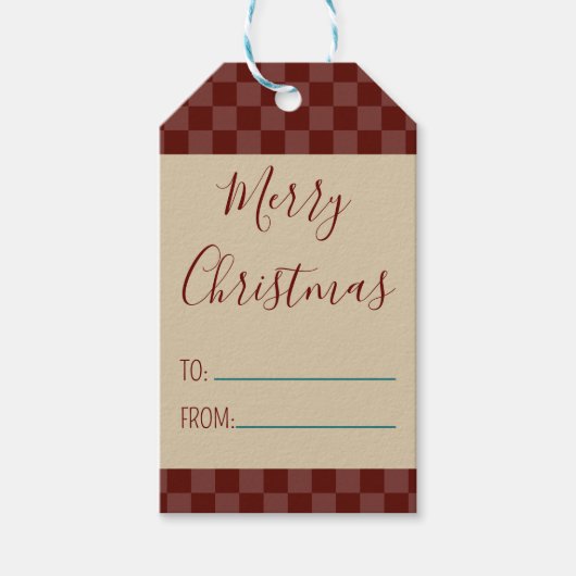 ティール(緑がかった色)ヴィンテージコージーエレガントウォームクリスマス ギフトタグ (正面)