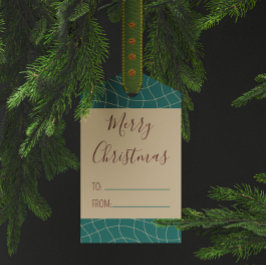ティール（緑がかった色）ヴィンテージコージーエレガントウォームクリスマス ギフトタグ
