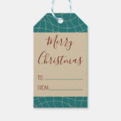 ティール（緑がかった色）ヴィンテージコージーエレガントウォームクリスマス ギフトタグ (正面)