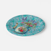 ティール(緑がかった色)ヴィンテージティーポットパーティー紙プレート ペーパープレート (アングル)