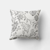 ティール（緑がかった色）ヴィンテージバードグレーフローラミセス常に右 クッション (裏面)