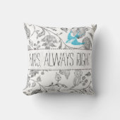 ティール（緑がかった色）ヴィンテージバードグレーフローラミセス常に右 クッション (正面)