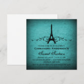 ティール（緑がかった色）ヴィンテージフフランスのェロッシュスイート16招待状 招待状 (正面/裏面)