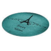 ティール(緑がかった色)ヴィンテージフランスのフローリッシュ切削ボード カッティングボード (角)