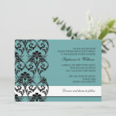 ティール（緑がかった色）ヴィンテージフローラスワール結婚式招待状 招待状 (スタンド正面)