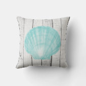 ティール（緑がかった色）ヴィンテージホタテ貝装飾用クッション クッション (裏面)