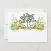 ティール(緑がかった色)ヴィンテージラブバードフラワースワールウェディングRSVP 出欠カード (正面)