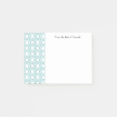 ティール(緑がかった色)ヴィンテージ円パターンの注パーソナライズされた記 ポストイット (正面)