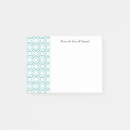 ティール（緑がかった色）ヴィンテージ円パターンの注パーソナライズされた記 ポストイット