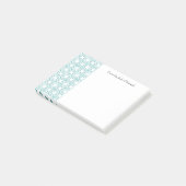 ティール(緑がかった色)ヴィンテージ円パターンの注パーソナライズされた記 ポストイット (アングル)