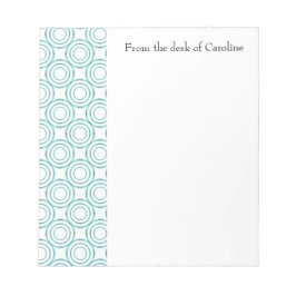 ティール（緑がかった色）ヴィンテージ円パターンパーソナライズされたメモ帳 ノートパッド