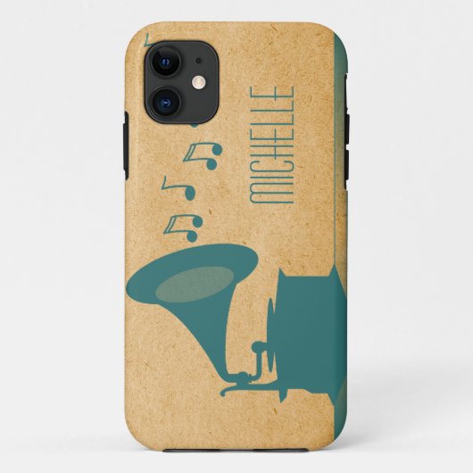 ティール(緑がかった色)ヴィンテージ蓄音機BT iPhone 5ケース Case-Mate iPhoneケース (裏面)