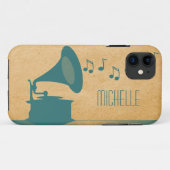 ティール(緑がかった色)ヴィンテージ蓄音機BT iPhone 5ケース Case-Mate iPhoneケース (裏面(横))