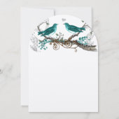 ティール(緑がかった色)ヴィンテージ鳥エキストラティール(緑がかった色)葉ス結婚の 招待状 (裏面)