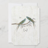 ティール(緑がかった色)ヴィンテージ鳥結婚式招待状 招待状 (裏面)