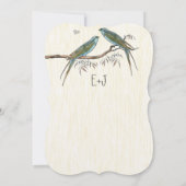ティール(緑がかった色)ヴィンテージ鳥結婚式招待状 招待状 (裏面)